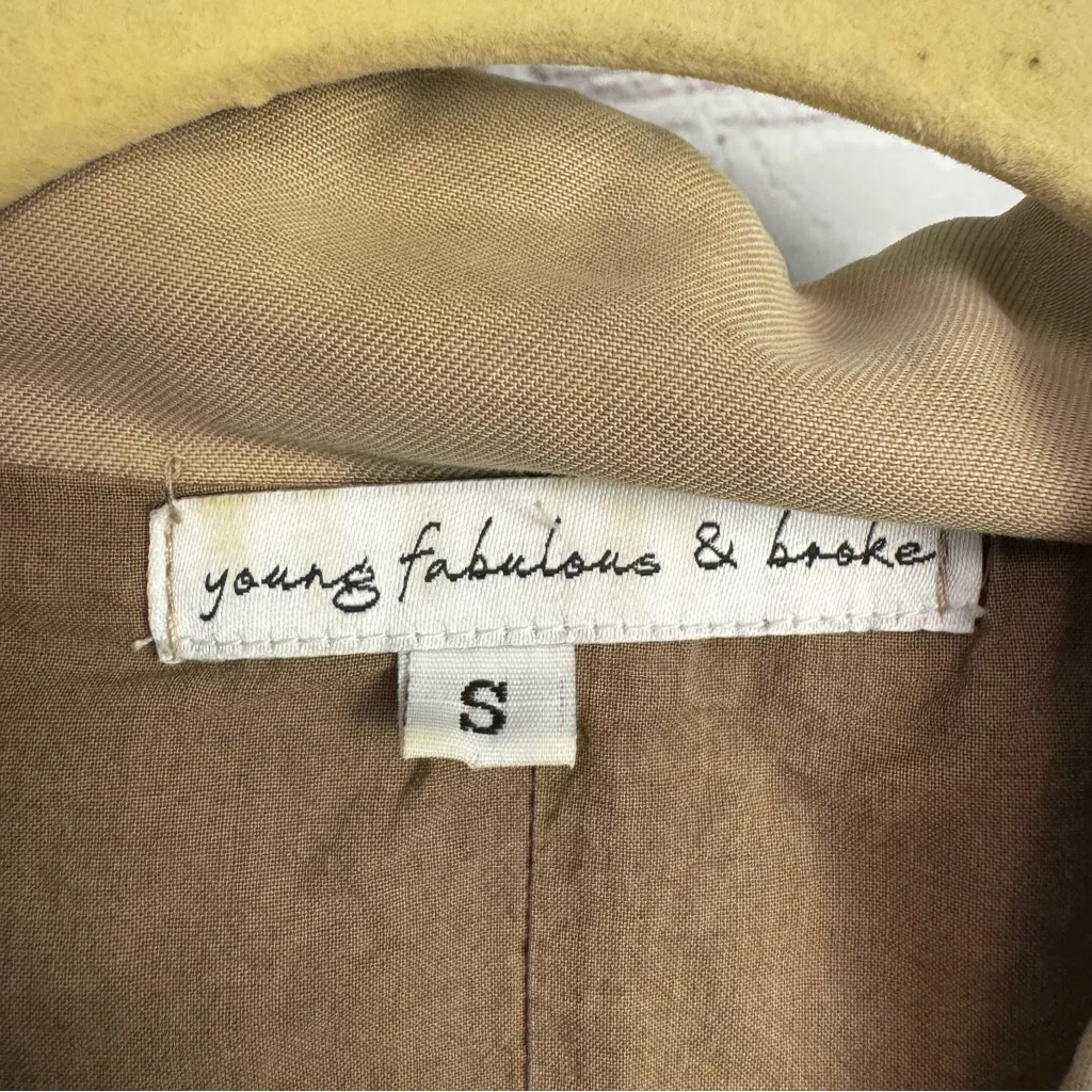 Young Fabulous & Broke YFB Clara Boho Olive  Tencel utility retro jacket size SM - Image 4