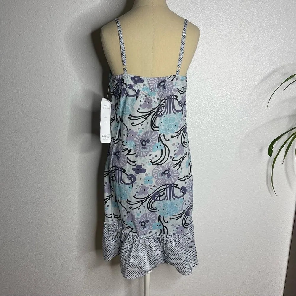 NWT Nolita Size Small 100% Cotton Midi Dress Floral Tropical Print Blue Purple - Image 4