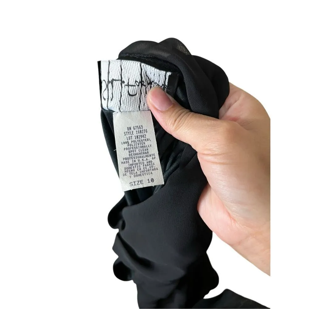 SL‎ Fashions Vintage Bead Accent Cowl Back Cocktail Dress Size 10 Black - Image 11