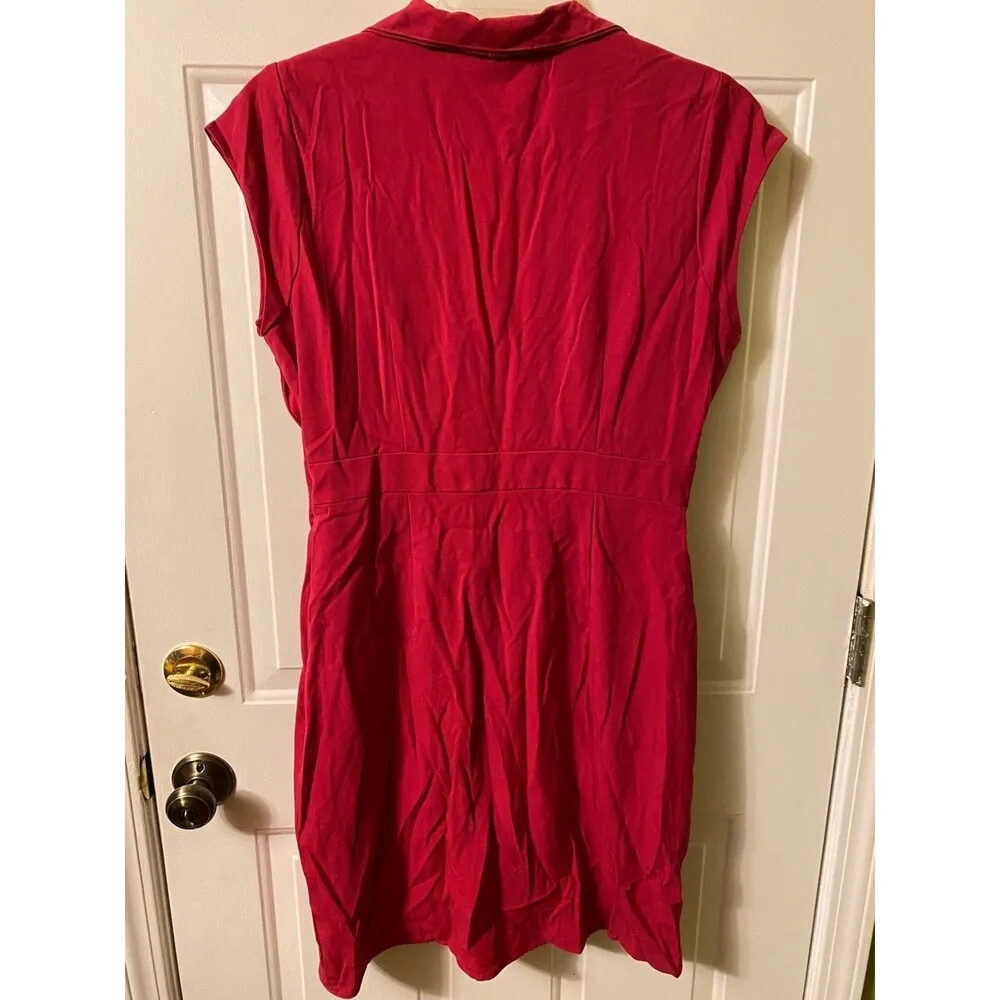 NWT: Liz Claiborne Bright Pink wrap style V neck Dress size 14 - Image 5