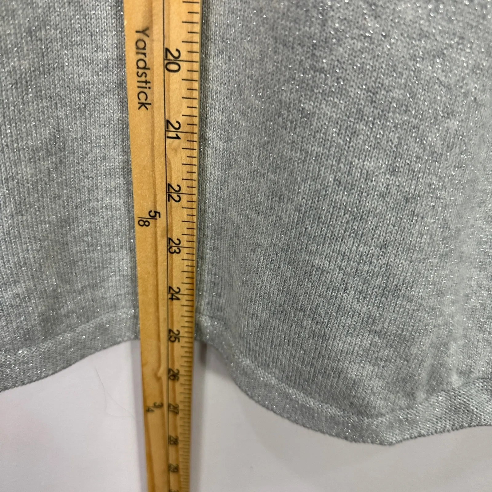 Talbots Sweater M Gray Metallic Knit Scoop Neck Minimalist Classic Chic Cozy - Image 4