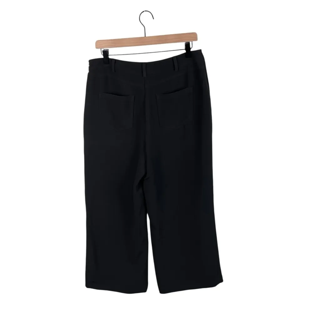 Karl Lagerfeld Women's Button-Front Ankle Pants Size 8 Black Wide Leg Sailor - Image 3