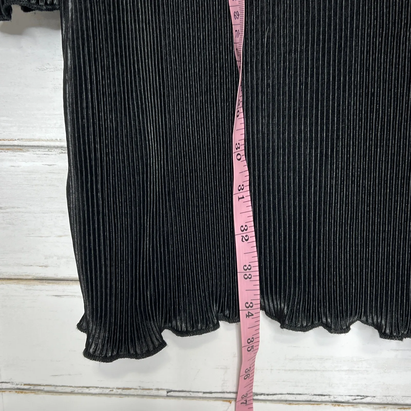 Mable Disco Plisse Mini Button Down Shirt Dress Black Size Small - Image 7