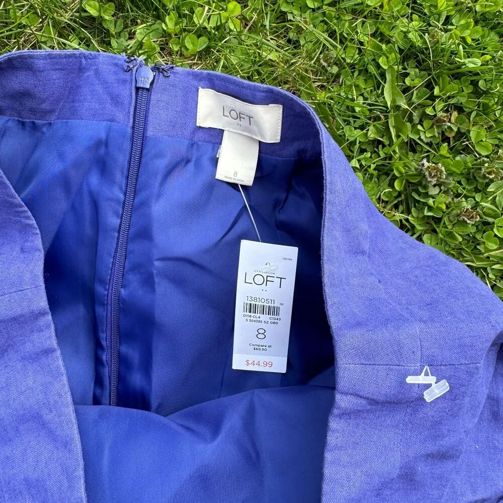 LOFT Bright Blue Lace Hem Pencil Skirt with Embroidered Appliqué – Size 8 - Image 3