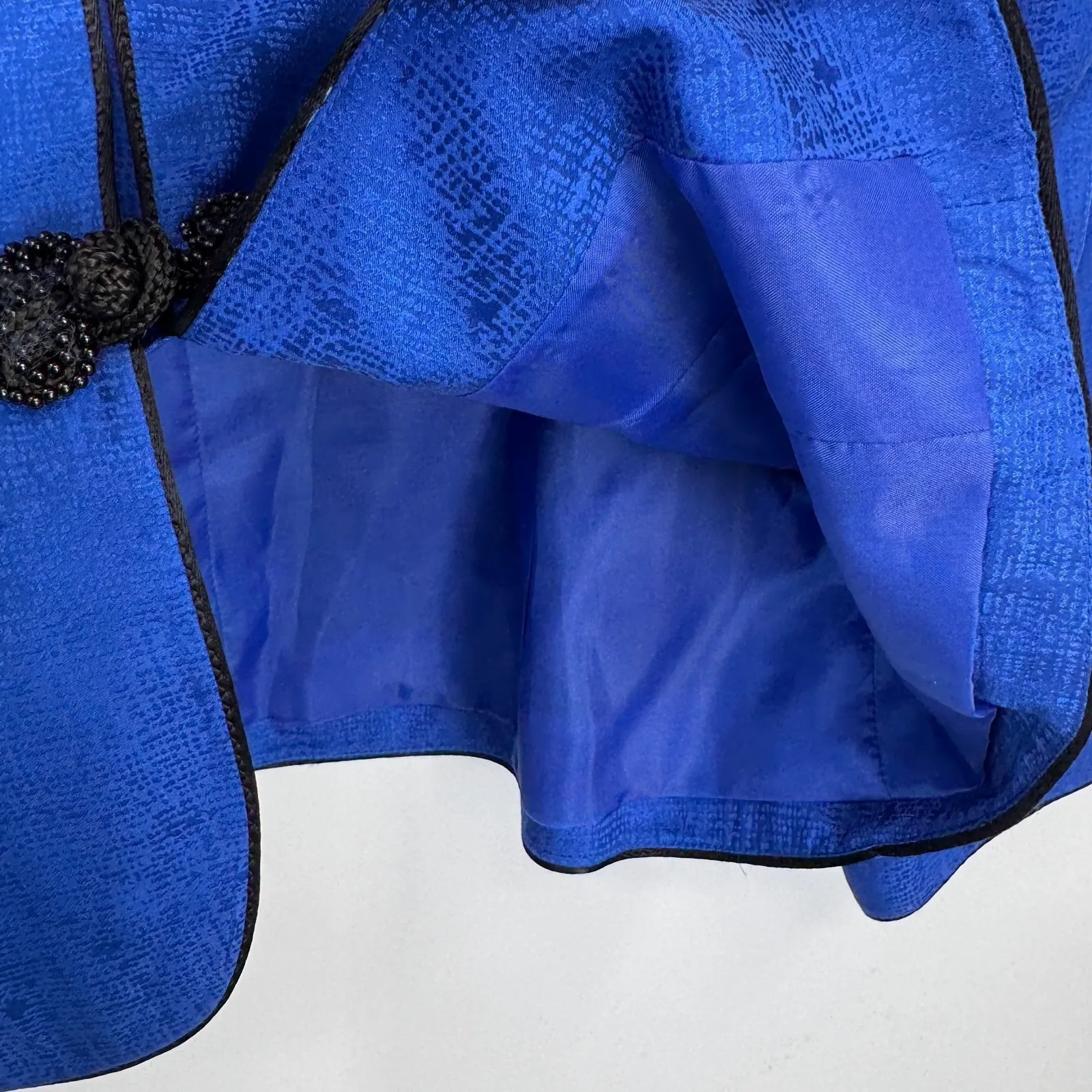 Vintage Adrianna Papell Safe Silk Jacket Womens 8 Blue Black Silk Beaded Lined - Image 6