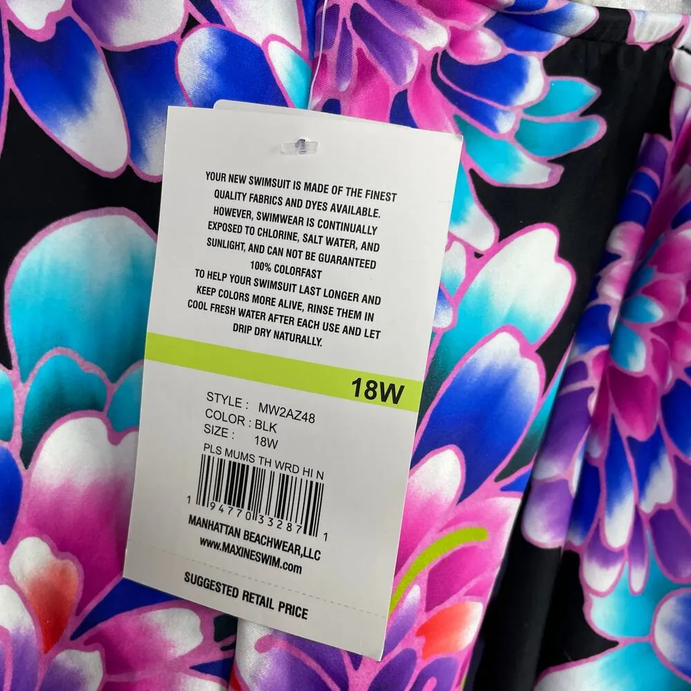 Maxine of Hollywood Mums The Word High Neck Ruffle Tankini Top Floral 18W 18 New - Image 11