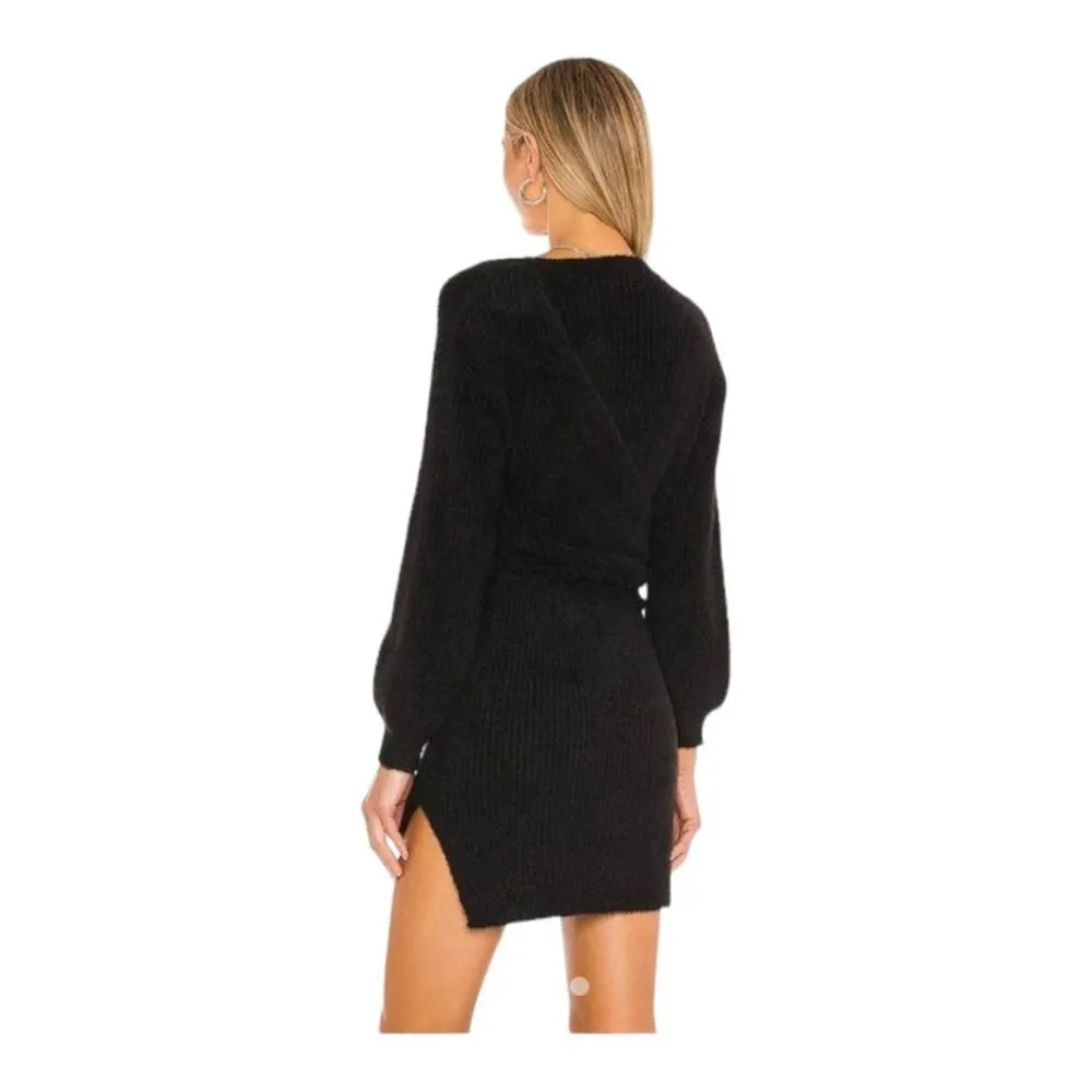 House of Harlow x revolve womens large wool sweater wrap dress black alpaca long - Image 2