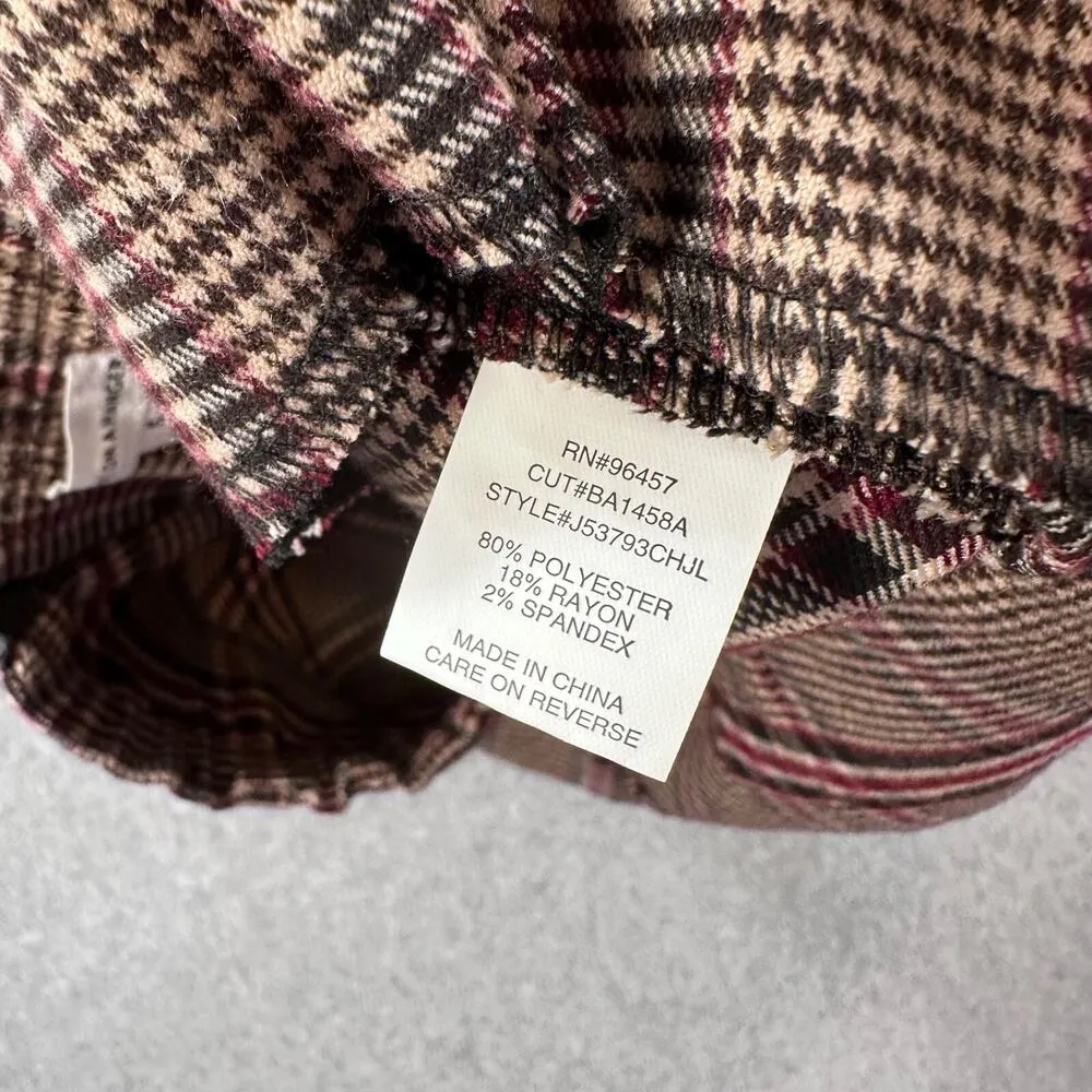 Love On a Hanger Plaid Flannel Academia Mini Skirt Junior's 5 Tan Brown Slit - Image 5