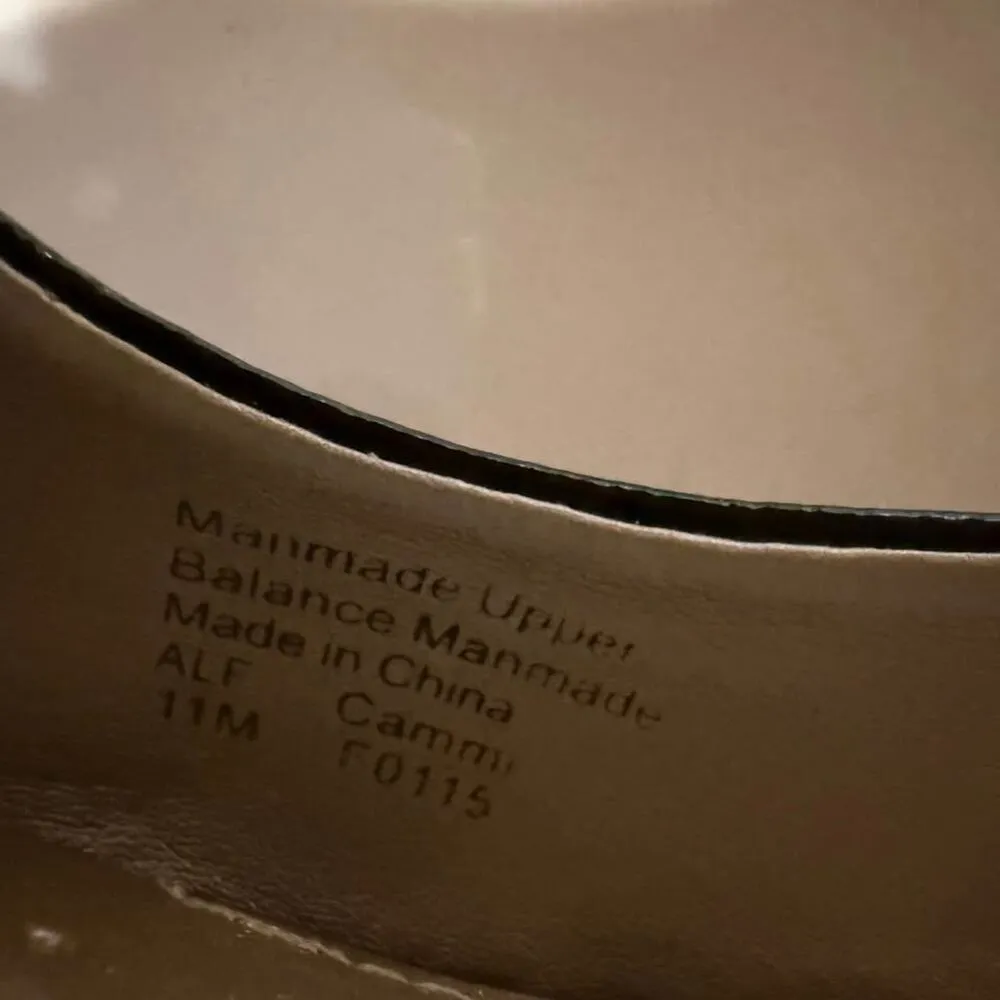 Alfani Step n Flex Peep Toe Patent Wedge Pump Heels Women's 11M Black/Gold Trim - Image 8