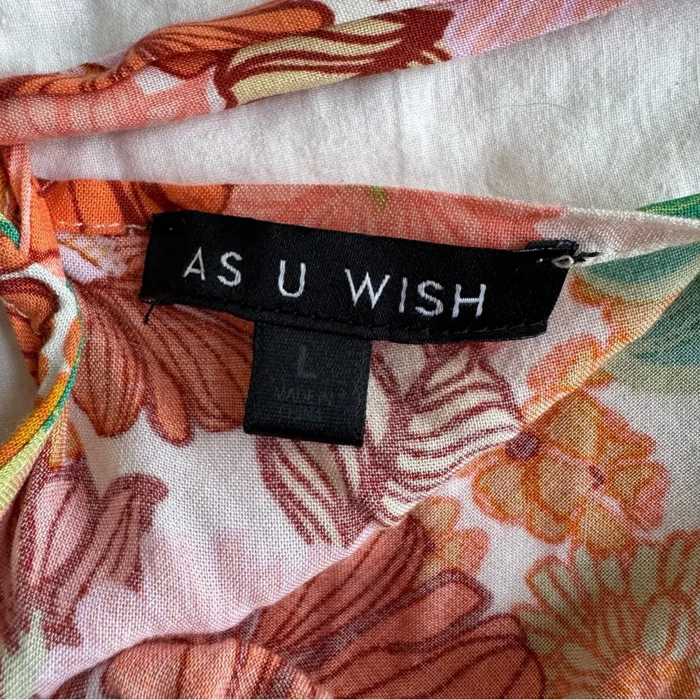 As U Wish Floral Womens Maxi Dress Boho Tie Back Halter Tiered Festival Summer L - Image 6