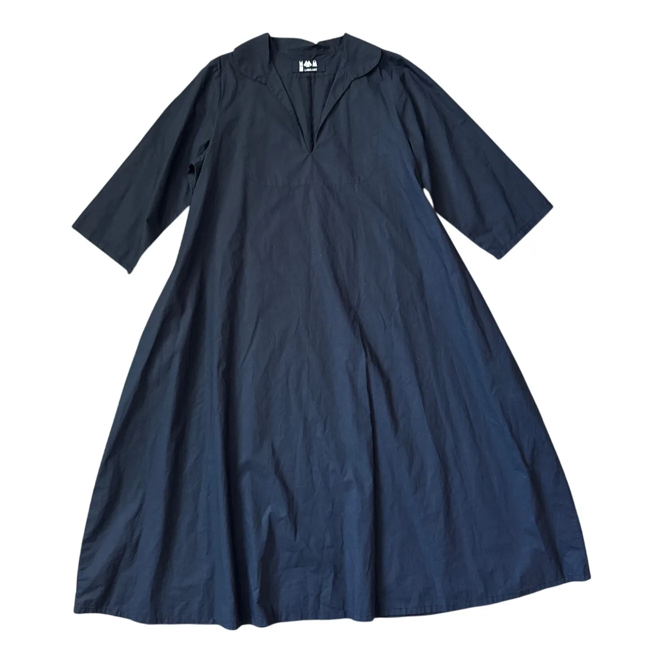 Labo Art 100% Italian Poplin Cotton Clara Midi Dress Black Size Medium - Image 6