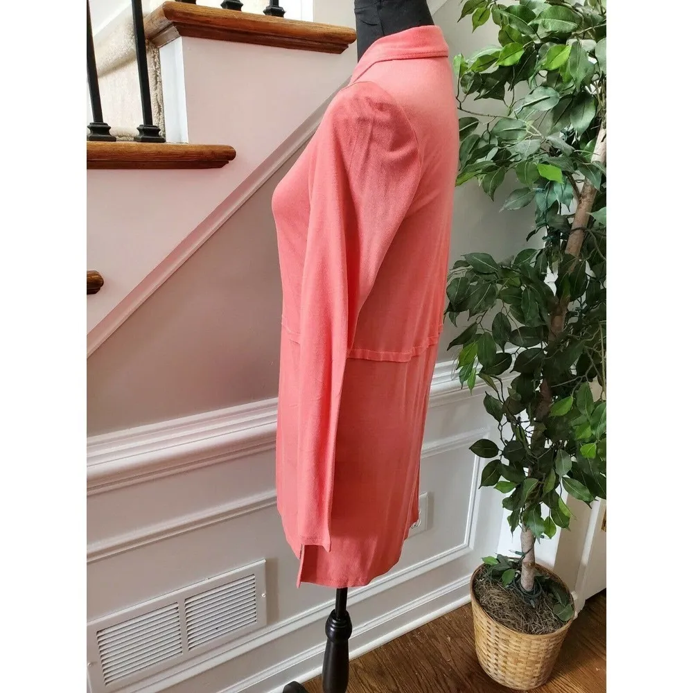J.Jill Womens Coral Pink Rayon Long Sleeve Collared Buttons Casual Shirt Dress Orange Size XS - Image 5