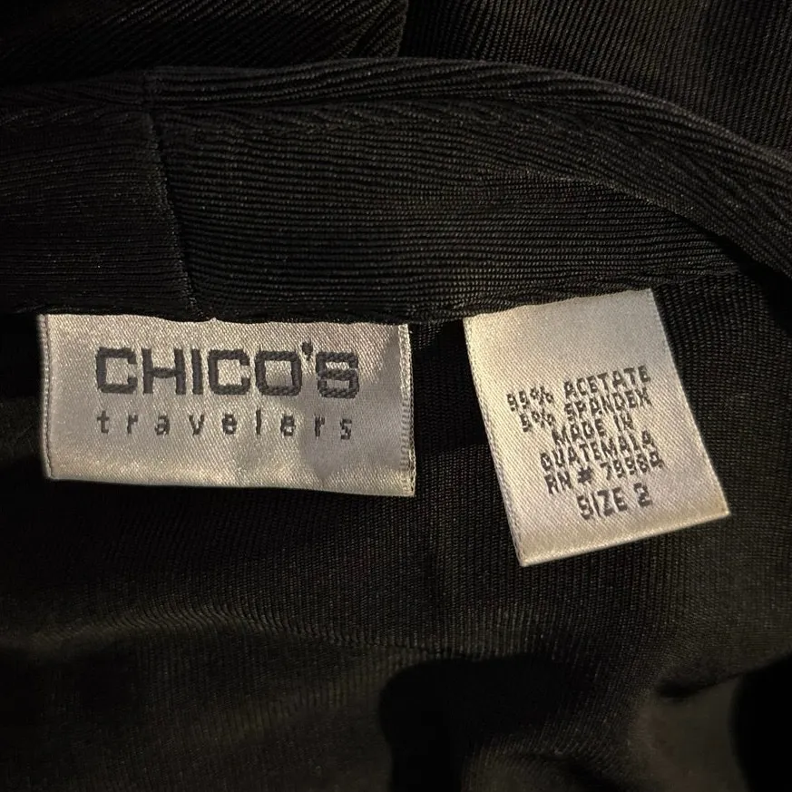 Chicos Travelers Size 2 US L Tie Front Cardigan Cropped Length Black - Image 3