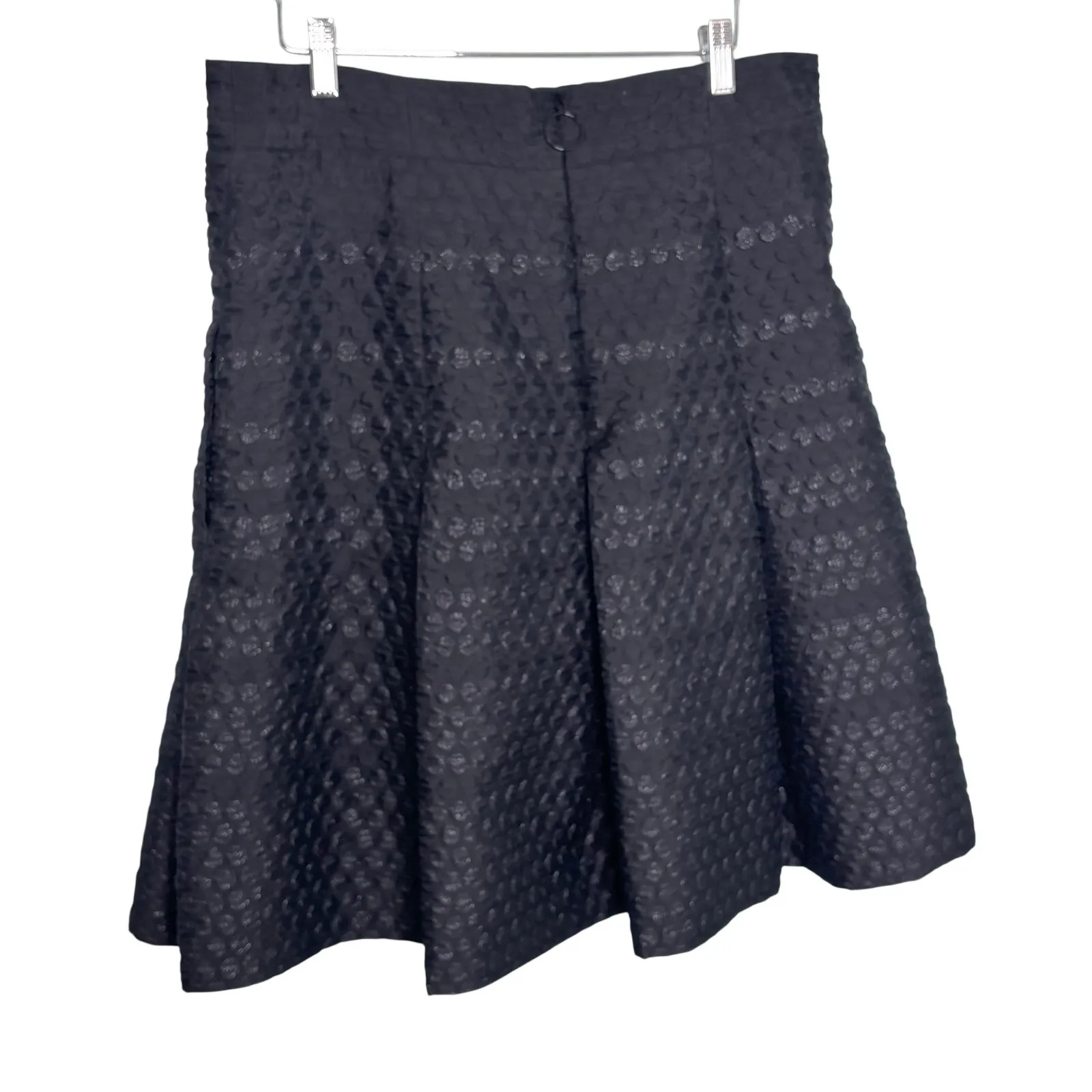 Akris Punto Jacquard Black Pleated Swiss Dot Stripe Skirt 12 - Image 11