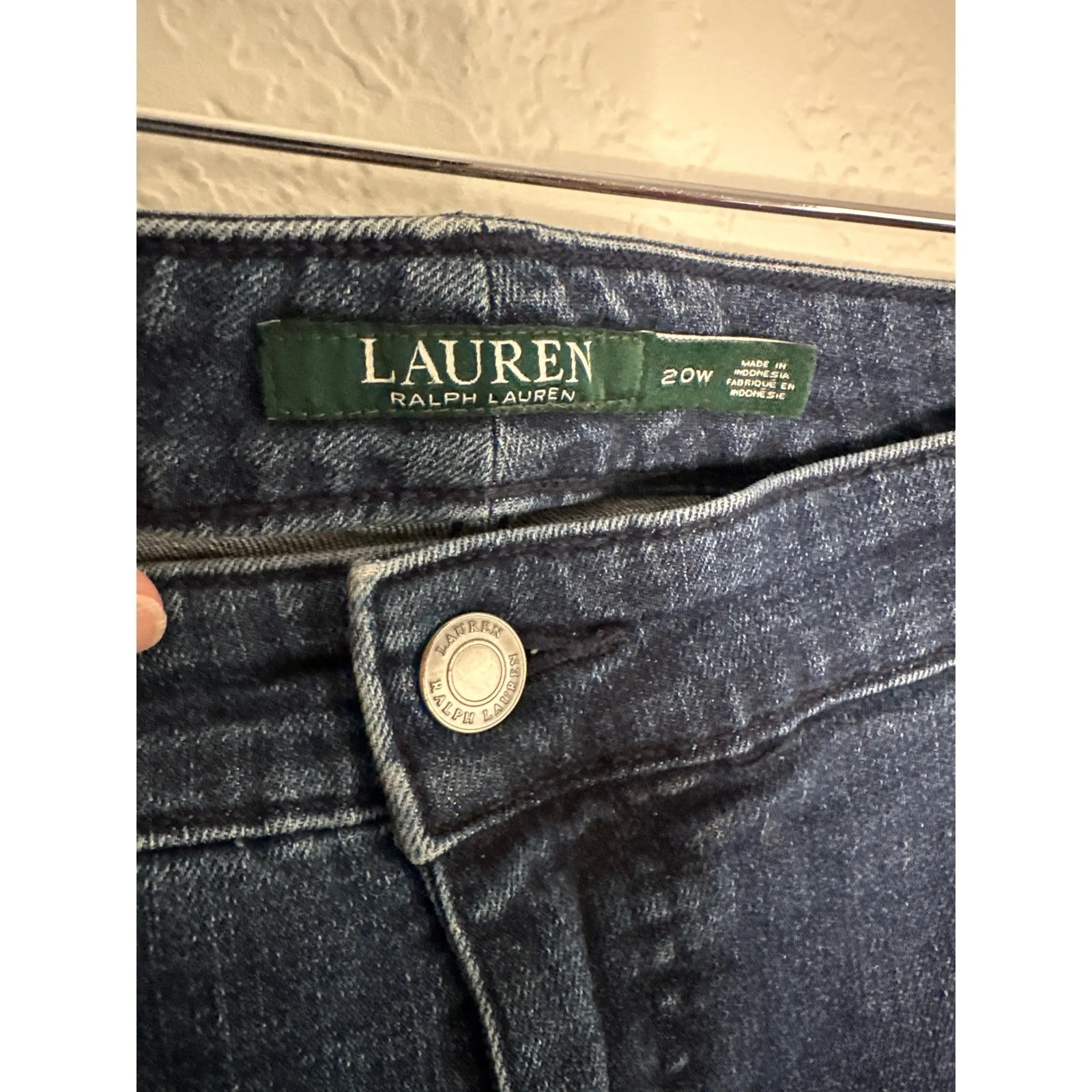Ralph Lauren 20W Blue Embroidered Premier Skinny Jeans Boho Plus Denim - Image 4