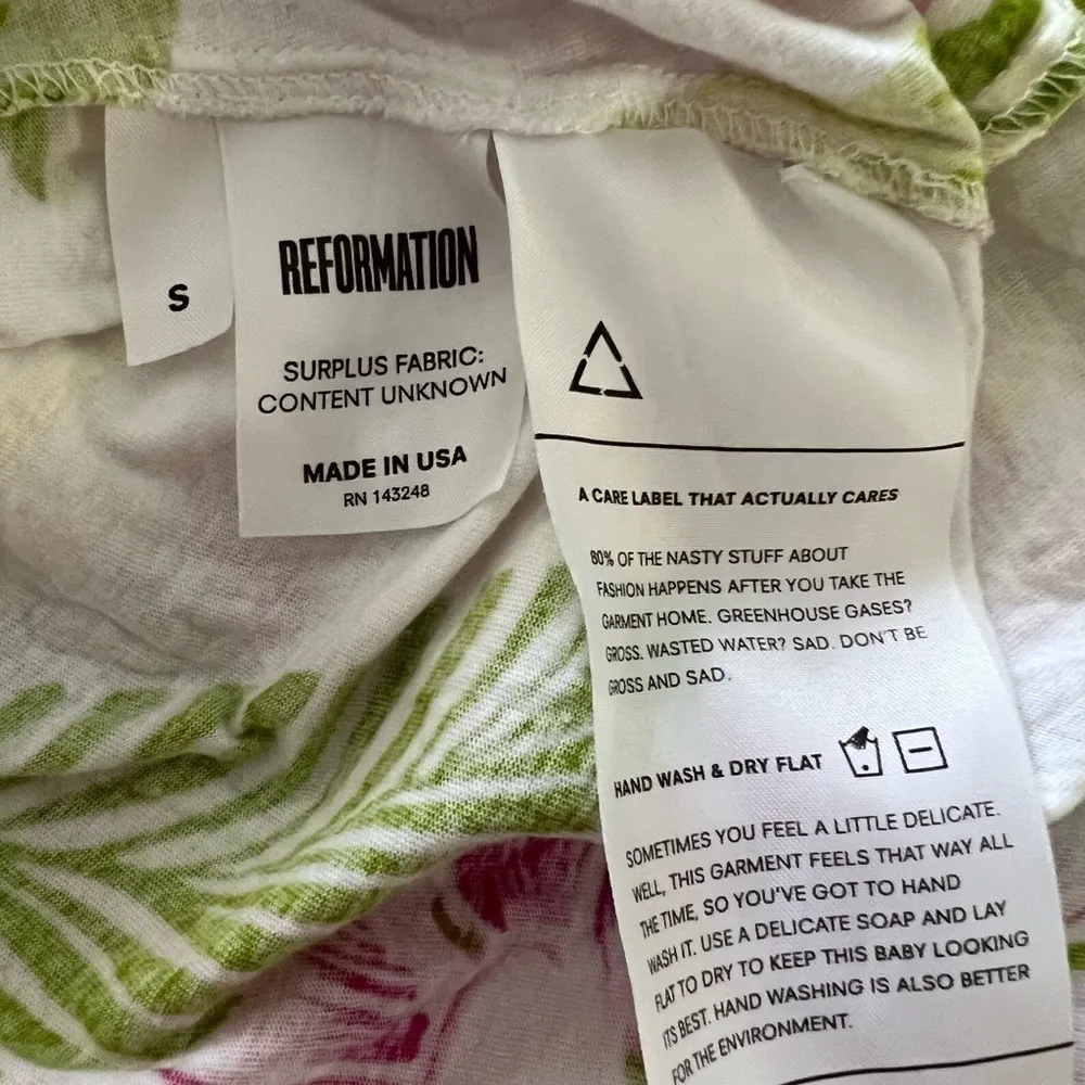 Reformation Tropical Island Floral Tunic Surplus Fabric Top | Small | Pink/Green - Image 5