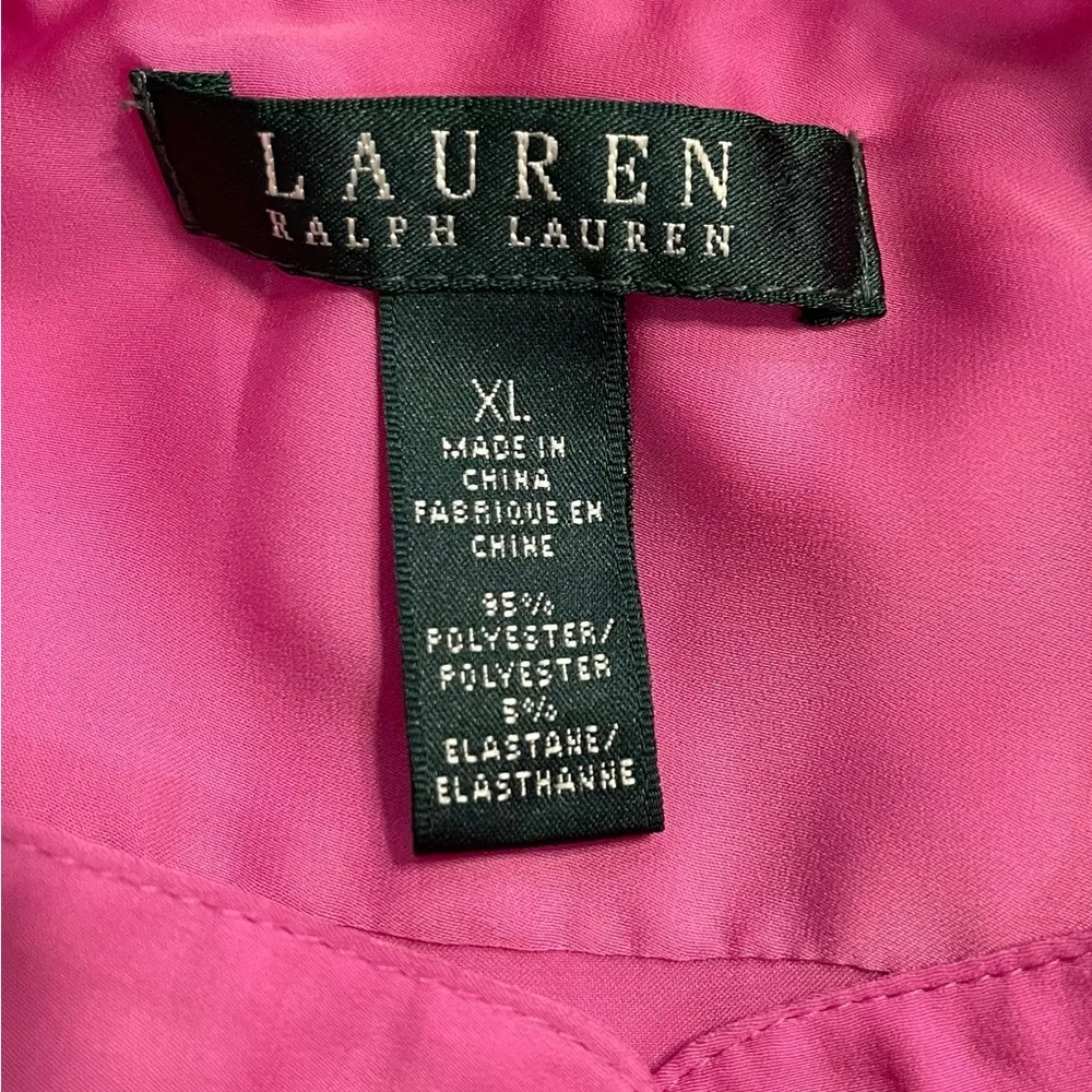 Lauren Ralph Lauren button down blouse in pink. Two front button pockets. XL. - Image 3