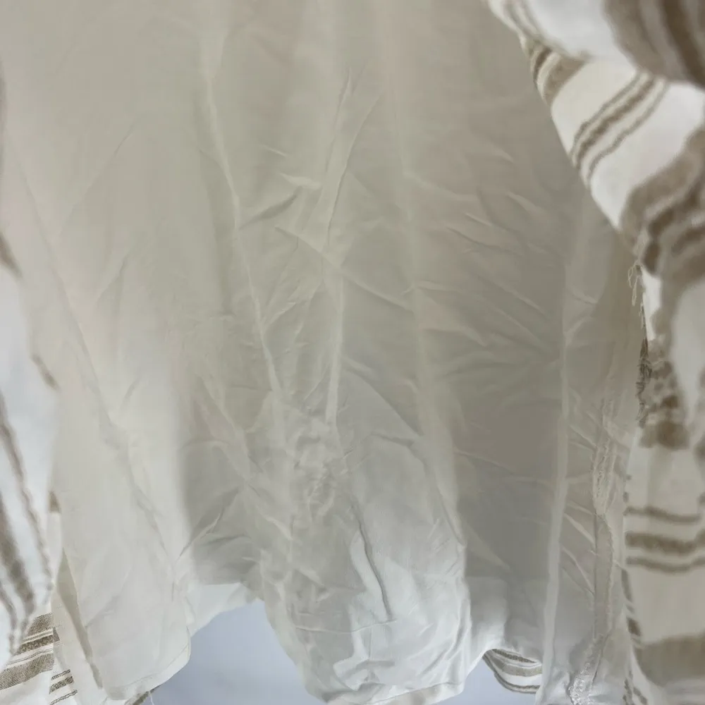 Entro drop waist cream tan tier lined neutral dress ruffle sleeve L vacation - Image 6