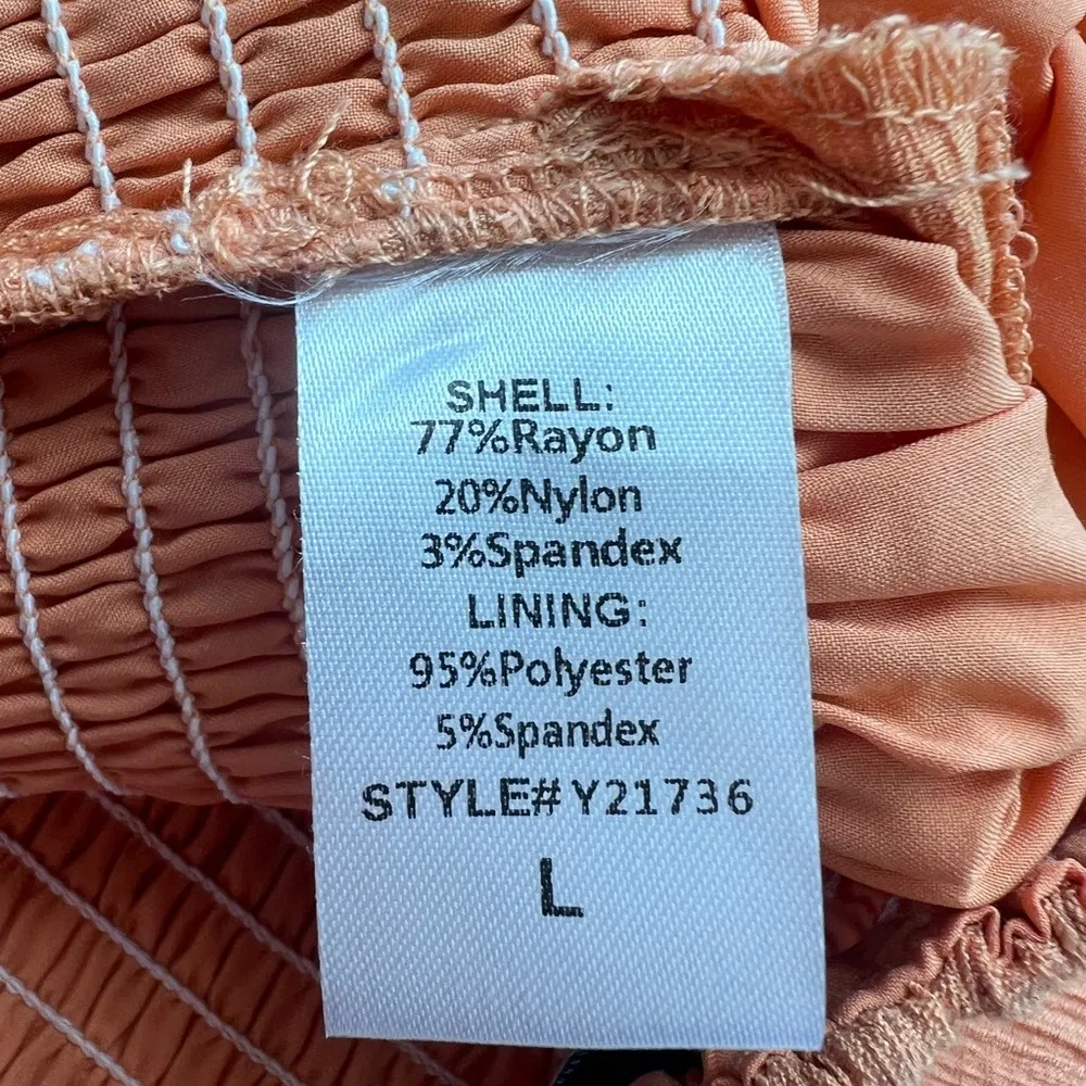 NWT: DO + BE Smocked Waistband Wide Leg Bottom Pants in Light Orange Size Large - Image 9