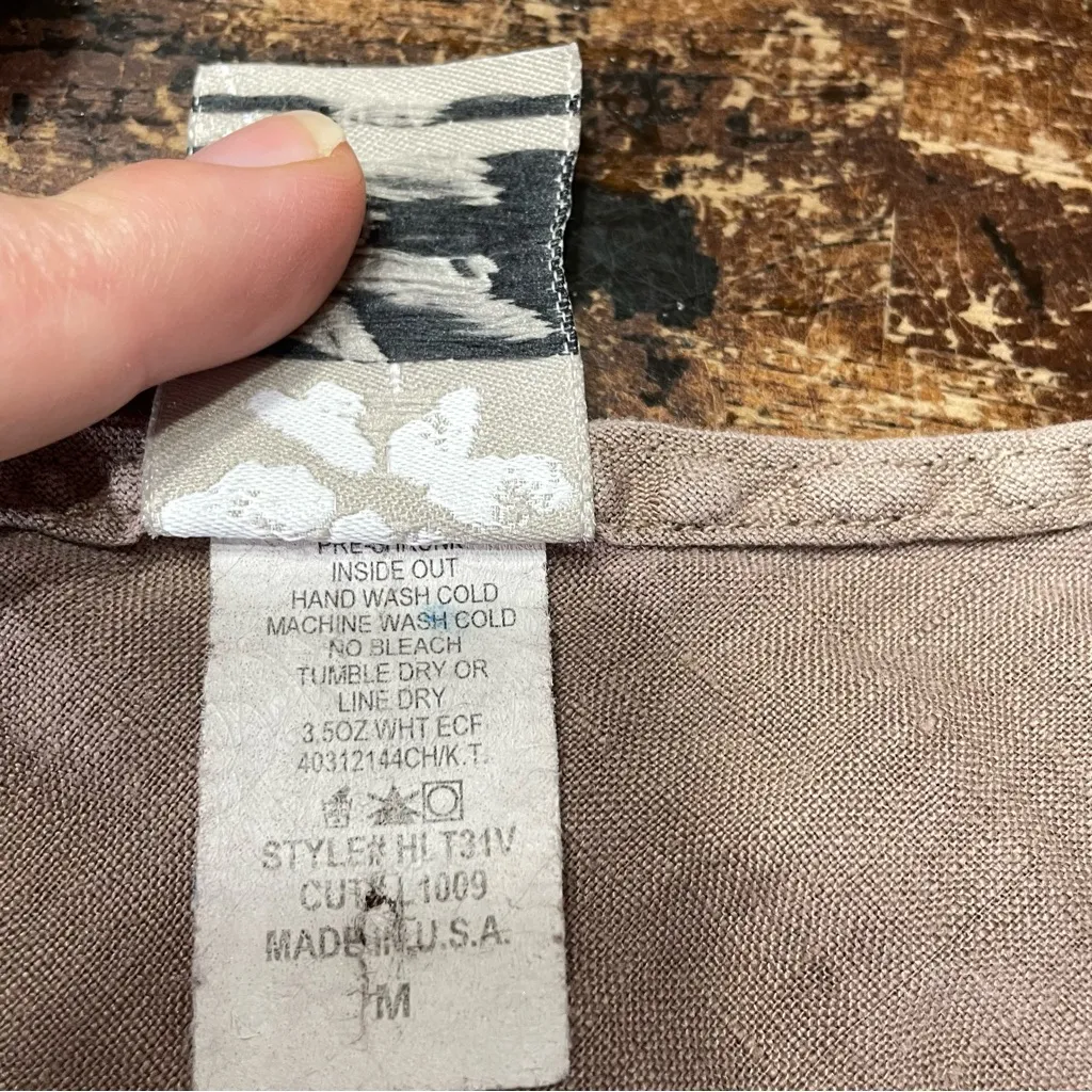 Matchpoint Linen‎ Sleeveles Tank Top Medium Tan Lagenlook Sleeveless Boho - Image 5