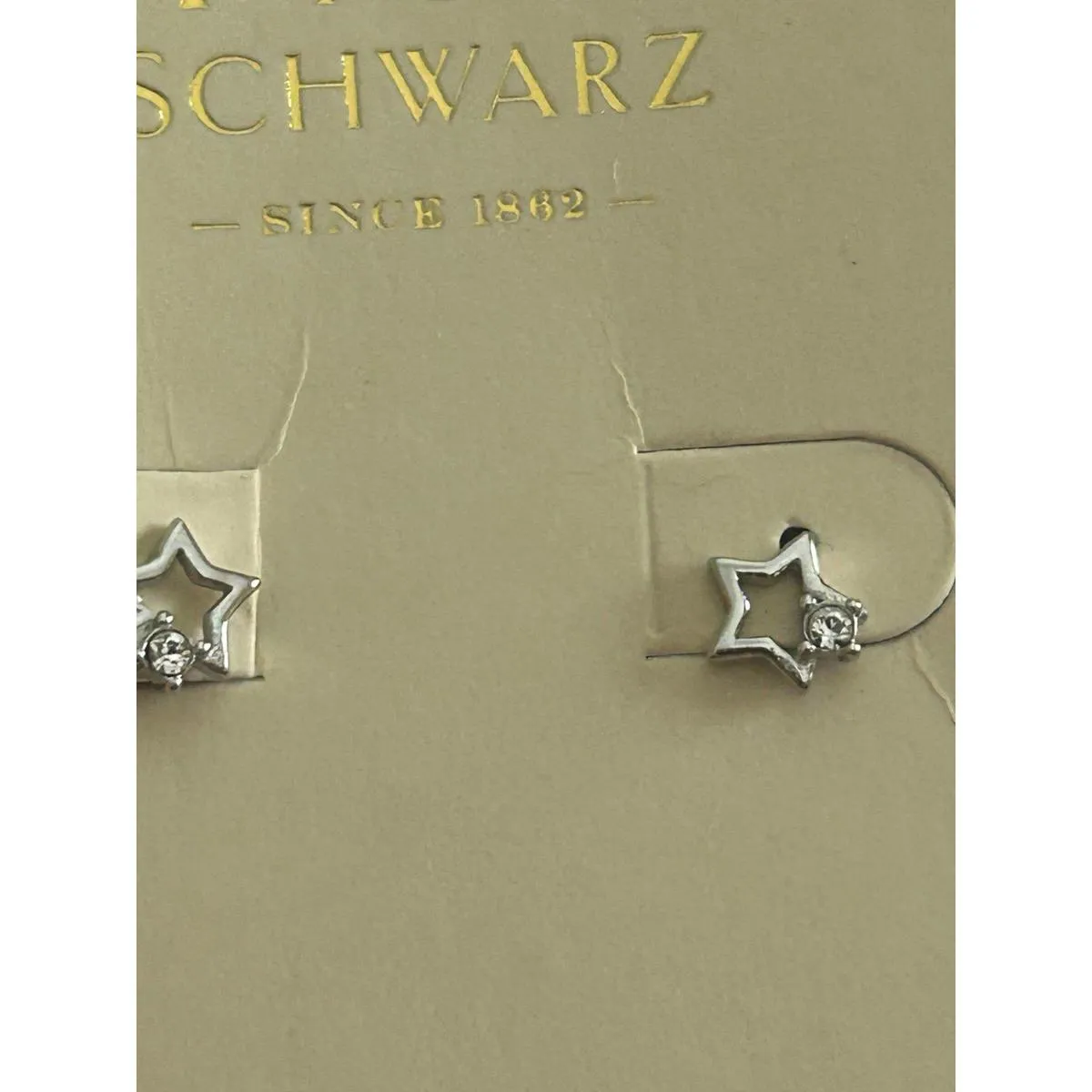FAO Schwarz Sterling Silver Earrings Star w/Crystal Girls Children's Studs x78 - Image 3
