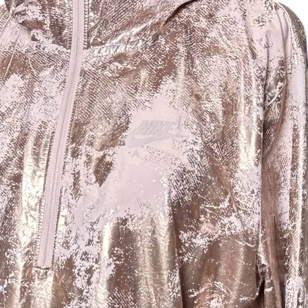 Nike Air Running Light Hoodie Jacket Womens Sz M Pink Metallic Foil Windbreaker - Image 11