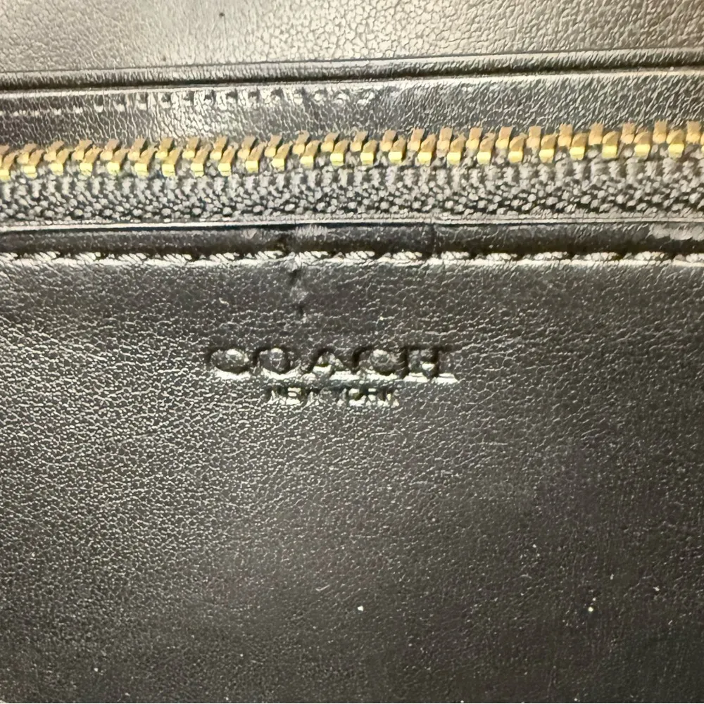 COACH Accordion Zip Black Pebble Leather Snake Embossed Wallet - Image 7