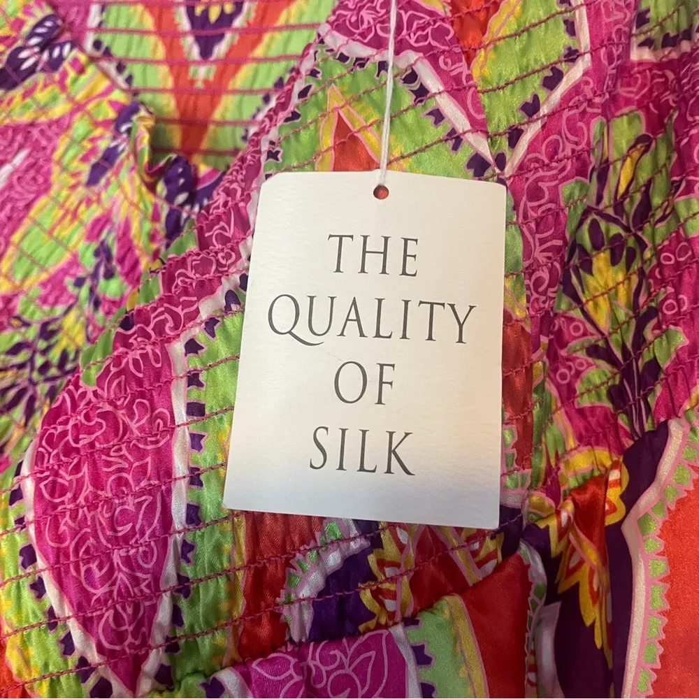 Moda International Silk Strapless Dress Multicolored Size M NWT Pink Size M - Image 8