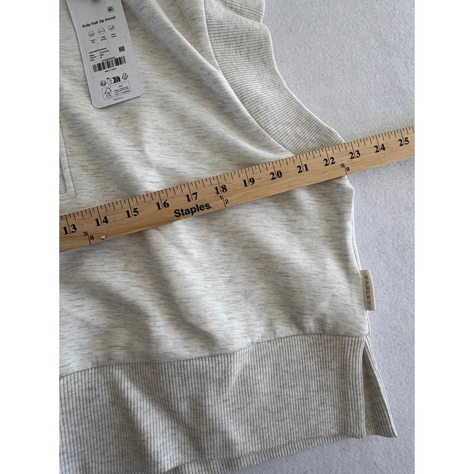 Varley Kelly Half Zip Sweat Vest Light Beige Heathered Size XL Sleeveless - Image 7