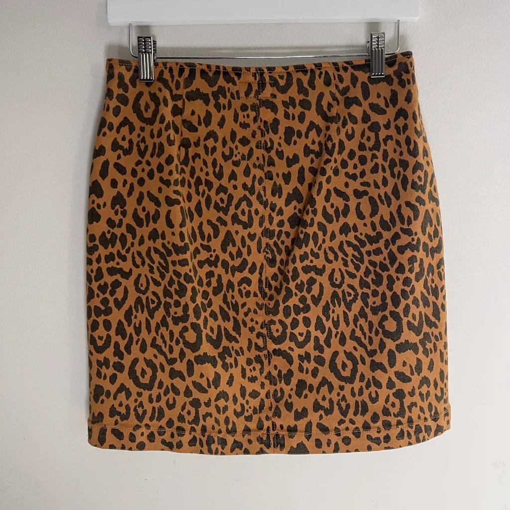 MOTHER Denim The Side Splitter Mini Skirt Leopard Hit The Spot Size 28 Indie - Image 9