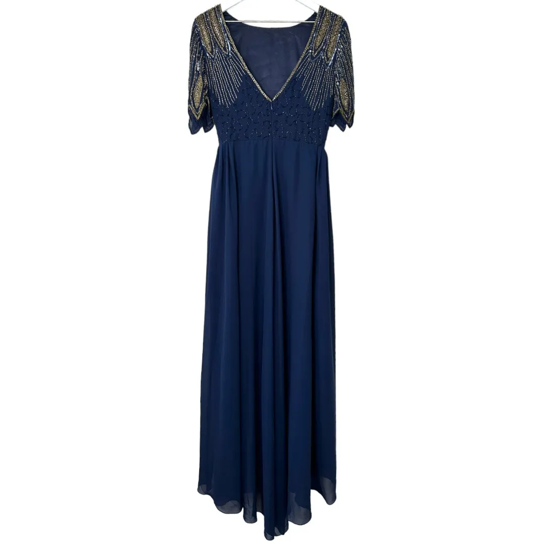ASOS Virgos Lounge Lena Navy Beaded Maxi Dress Size 6 - Image 12