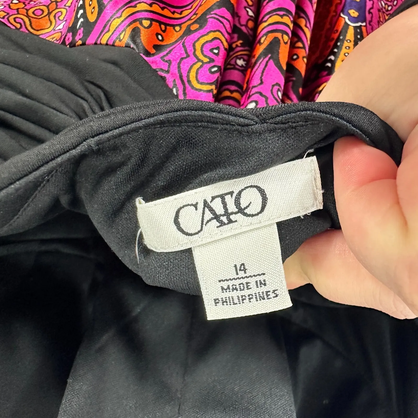 Cato Dress 14 Black Multicolor‎ Boho Paisley Handkerchief Hem Halter Y2K Fairy - Image 3