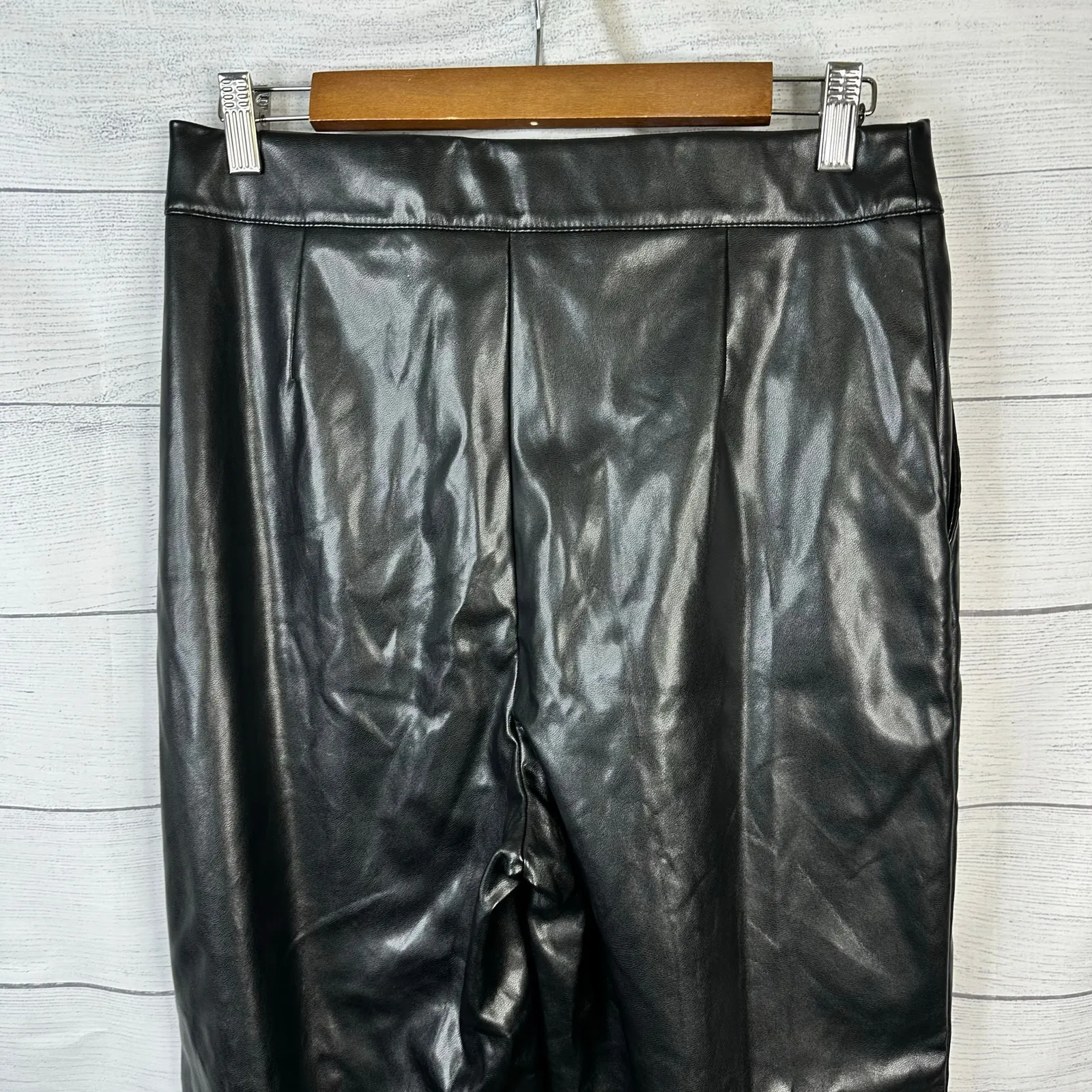 ASOS Design Womens size 8 Vegan Faux Leather Wide Leg Pants Black - Image 6