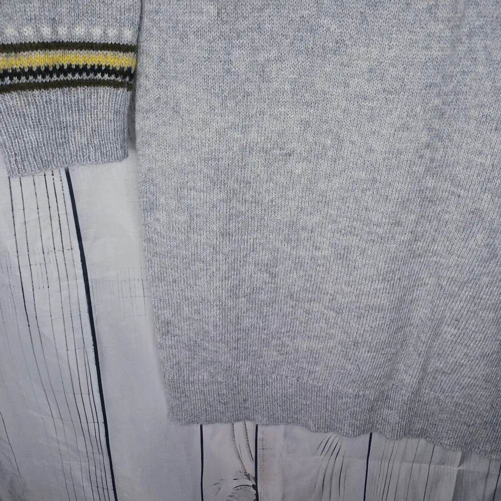 Cynthia Rowley Wool Blend Grey Fair Isle Sweater Dress - Women's M - Image 5