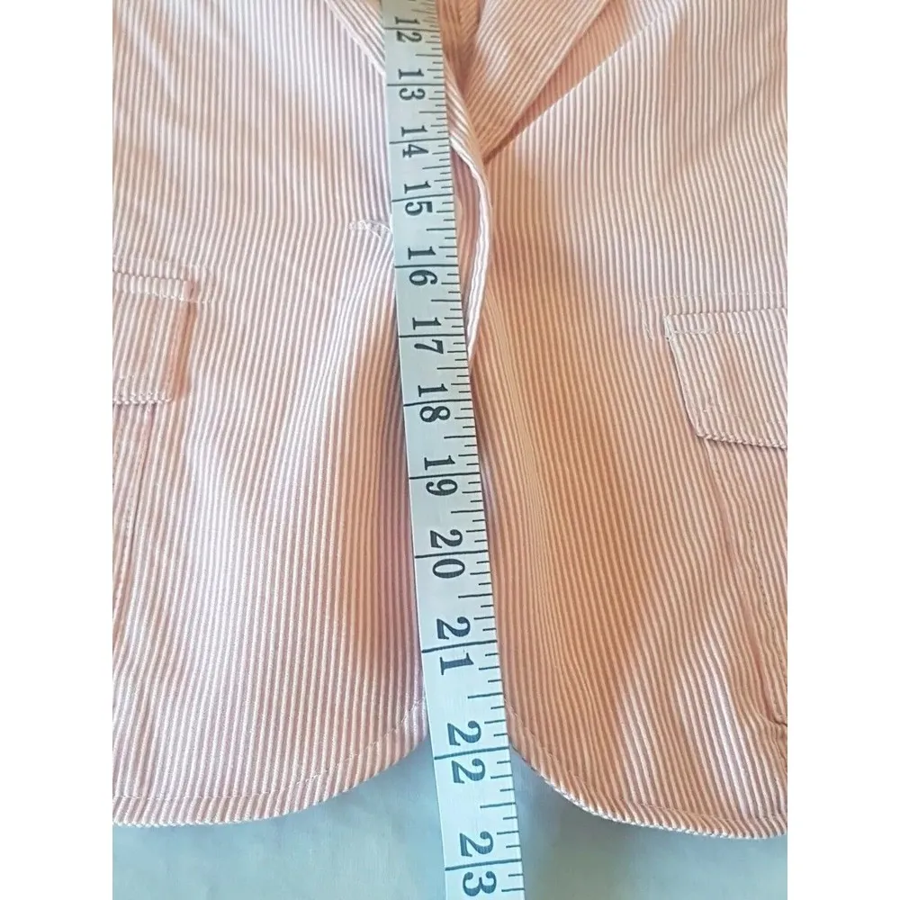 Patchington Womens Blazer Jacket Size PS Size Petite Small Striped Short Cotton Orange - Image 9