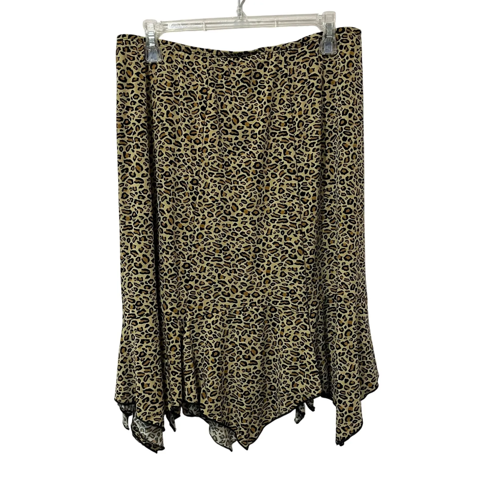 AGB Byer California Leopard Asymmetrical Skirt Size L Y2K Boho Handkerchief Black Size L - Image 2