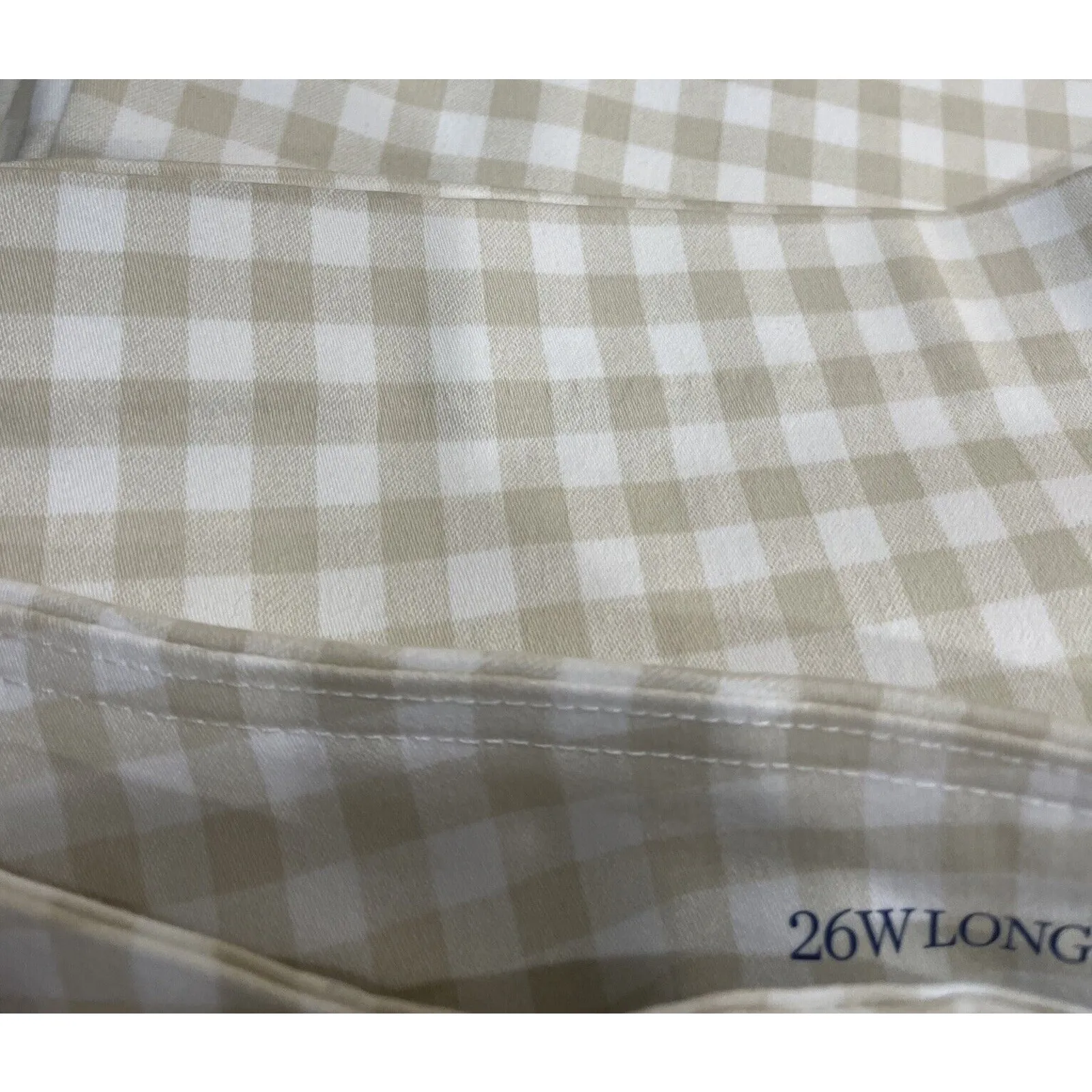 Croft &Barrow Pull-On Pants 26W LONG Straight Fit Beige Gingham Plaid Country - Image 8