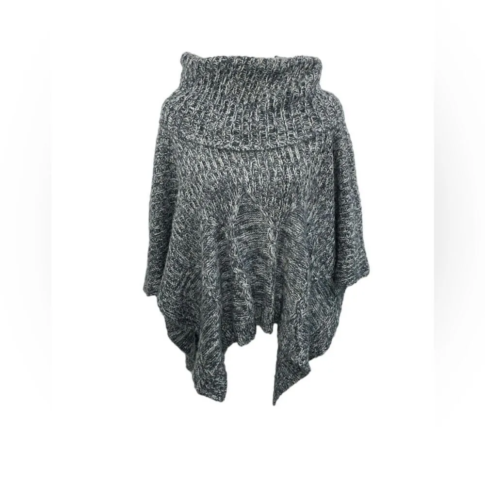 Wooden ships Chunky Knit Mohair wool mix turtleneck knit poncho sweater size M/L - Image 4