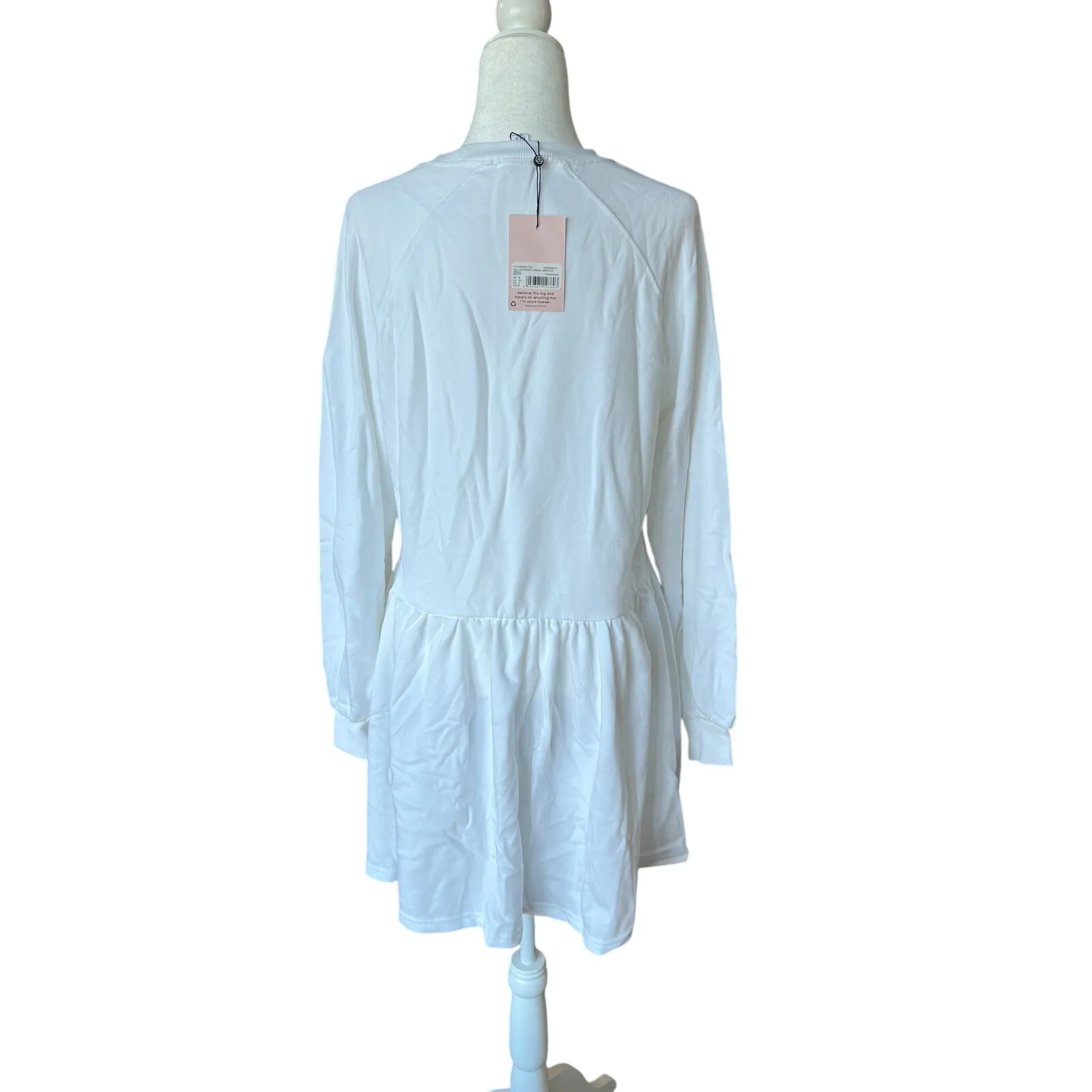 Missguided Anthropologie Oversized White Sweatshirt Mini Dress Women Size 2 Tall - Image 2