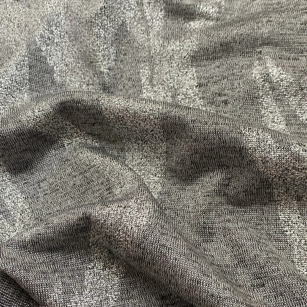 White House Black Market silver blouse with inlay design. - Image 10