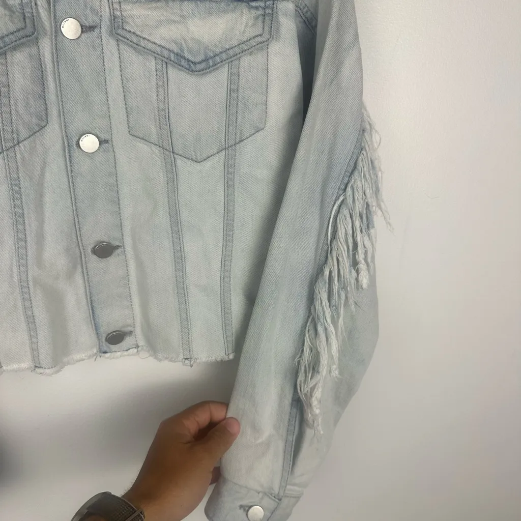 DL1961 Women's Blue Annie Cropped Button Denim Jean Jacket Coat Size S - Image 10