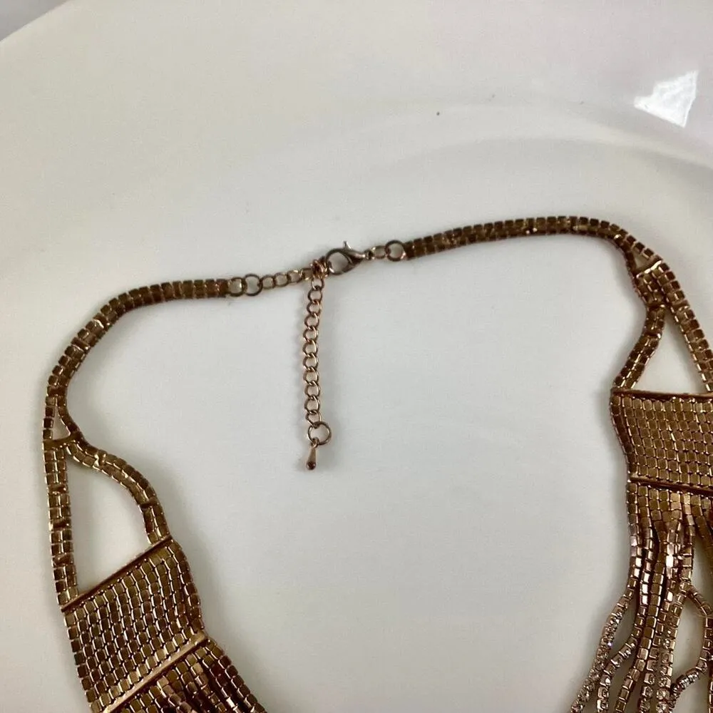 12 Line Crystal Necklace Gold - Image 6