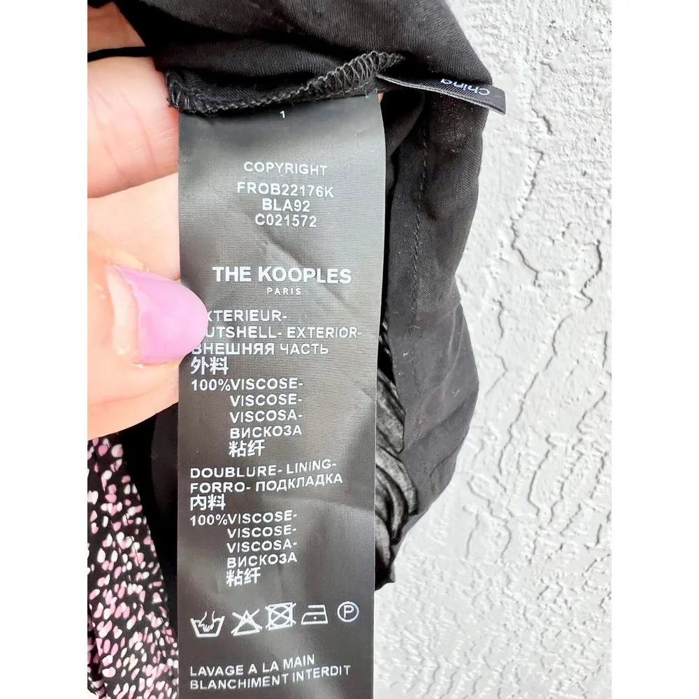 The Kooples Short Sleeve Patterned Wrap Mini Dress Pink Black Women's Size Small - Image 8