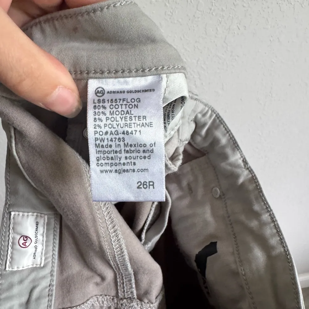 AG Adriano Goldschmied Light Gray Mid Rise The Prima Crop Jeans Women 26 Stretch - Image 5