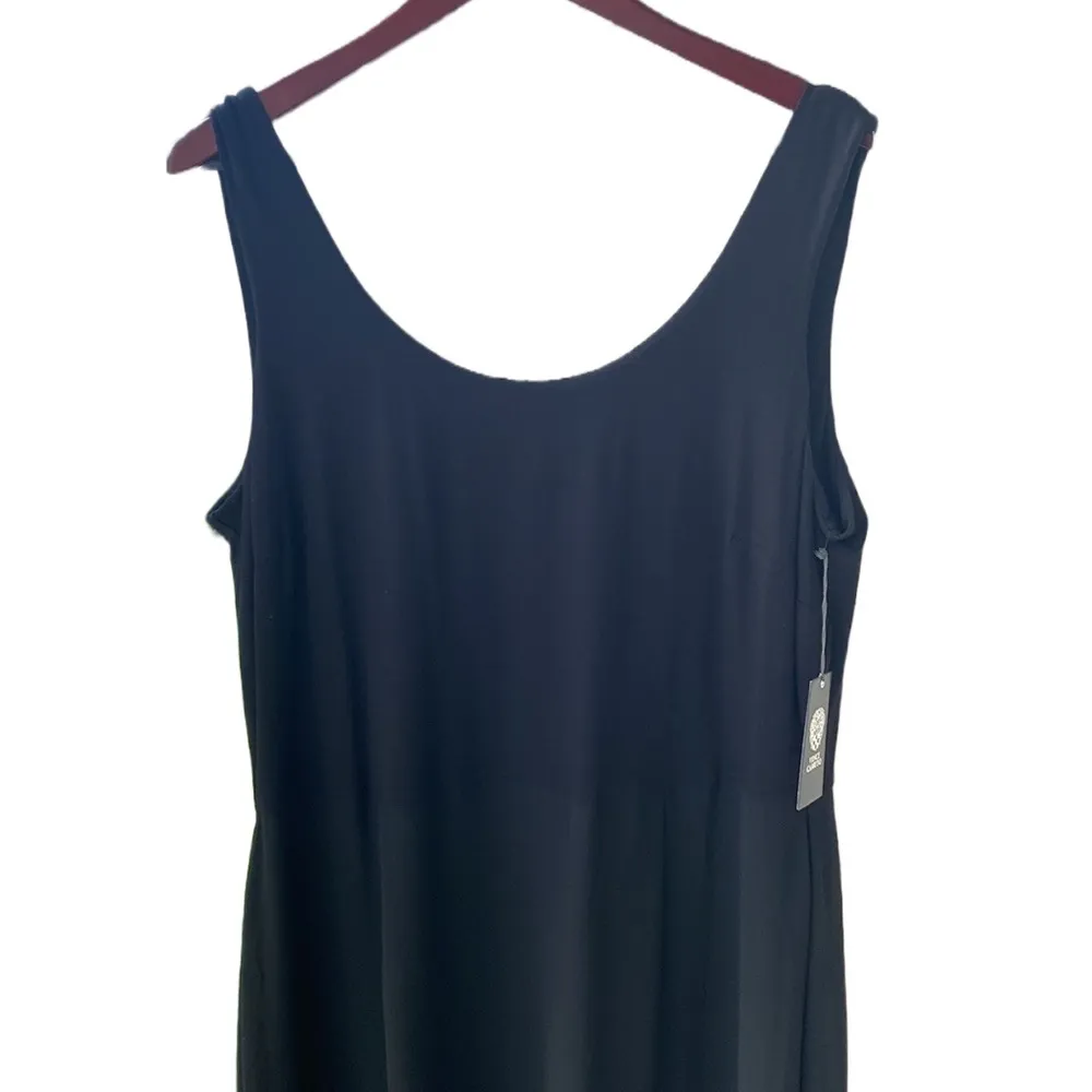 NWT! VINCE CAMUTO SLEEVELESS KNIT MAXI DRESS SHEER CHIFFON OVERLAY BLACK & WHITE - Image 13