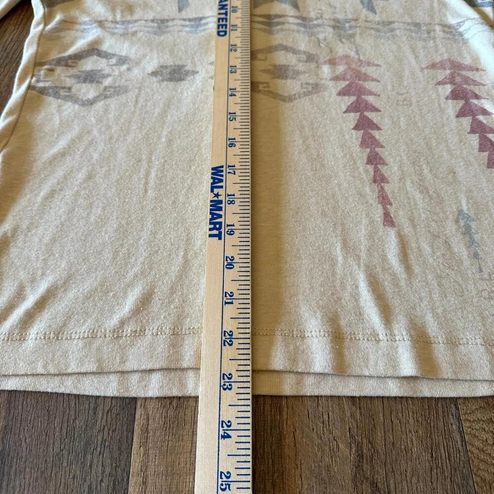 Lauren Ralph Lauren Southwestern Aztec Tribal Pattern Cotton Top Beige Medium - Image 8