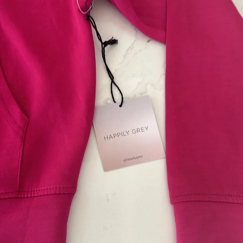 Happily Grey Pink Zip Up Hoodie Size XS - Image 2