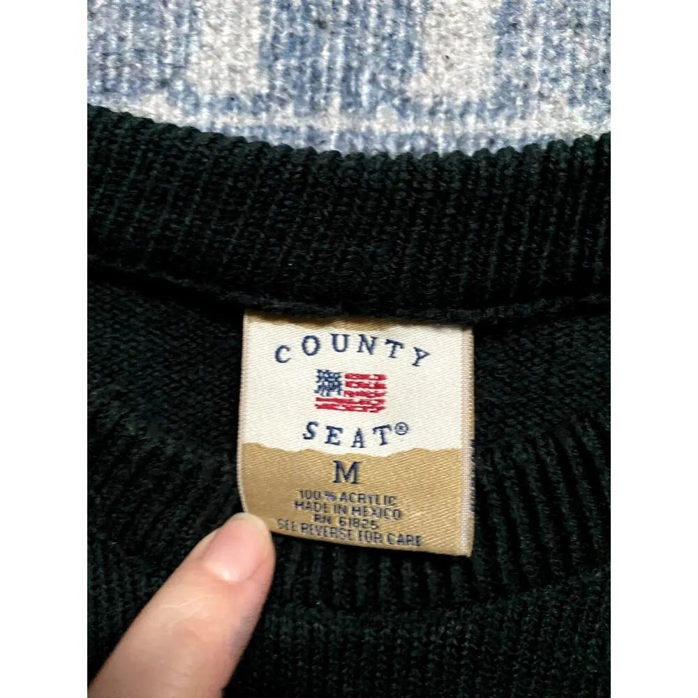 Vintage 90s County Seat Heritage Woods Dark Green Grandpa Sweater Medium Granola - Image 4