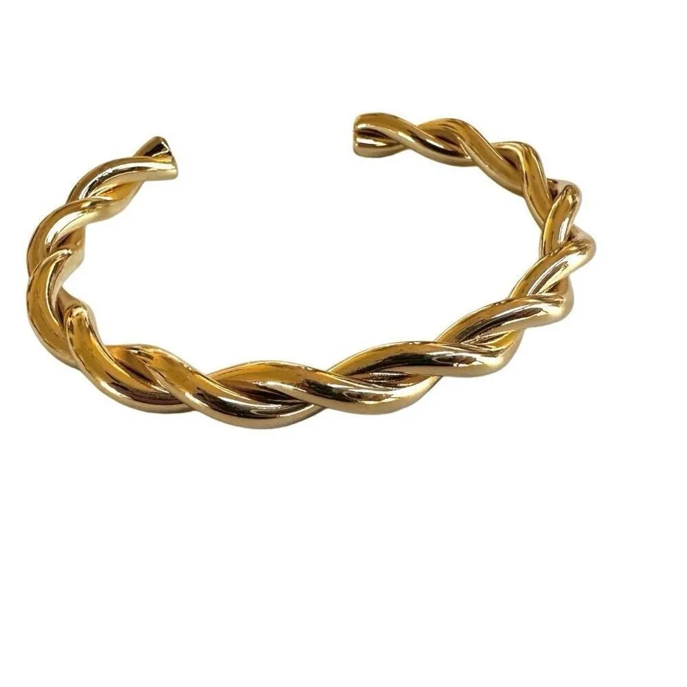 Gold tone twisted open cuff bracelet - Image 2