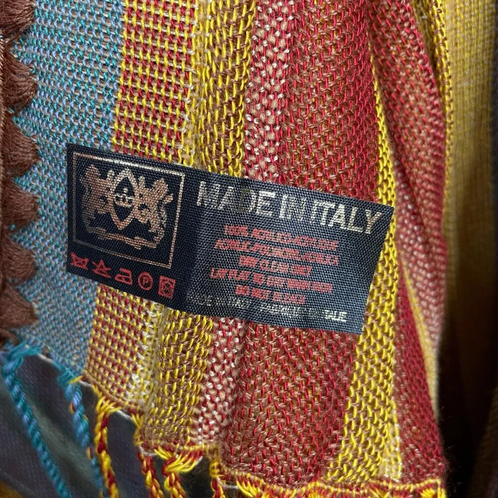 Rhonda Stark Southwestern Italian Acrylic Carnival Stripe Fringe Serape Shawl OS - Image 8